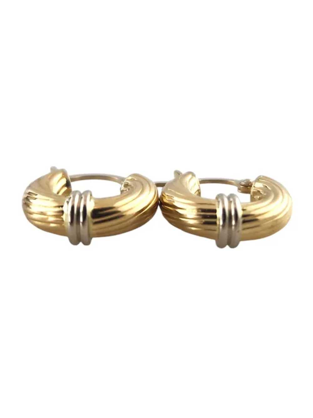 18 Karat Yellow and White Gold Small Hoop Earring… - image 2