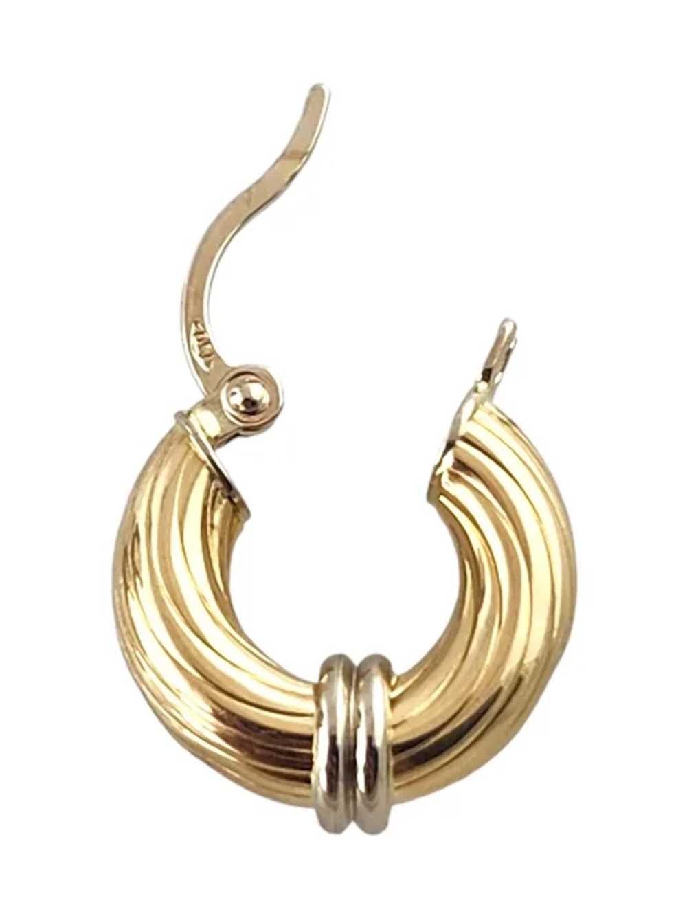 18 Karat Yellow and White Gold Small Hoop Earring… - image 5