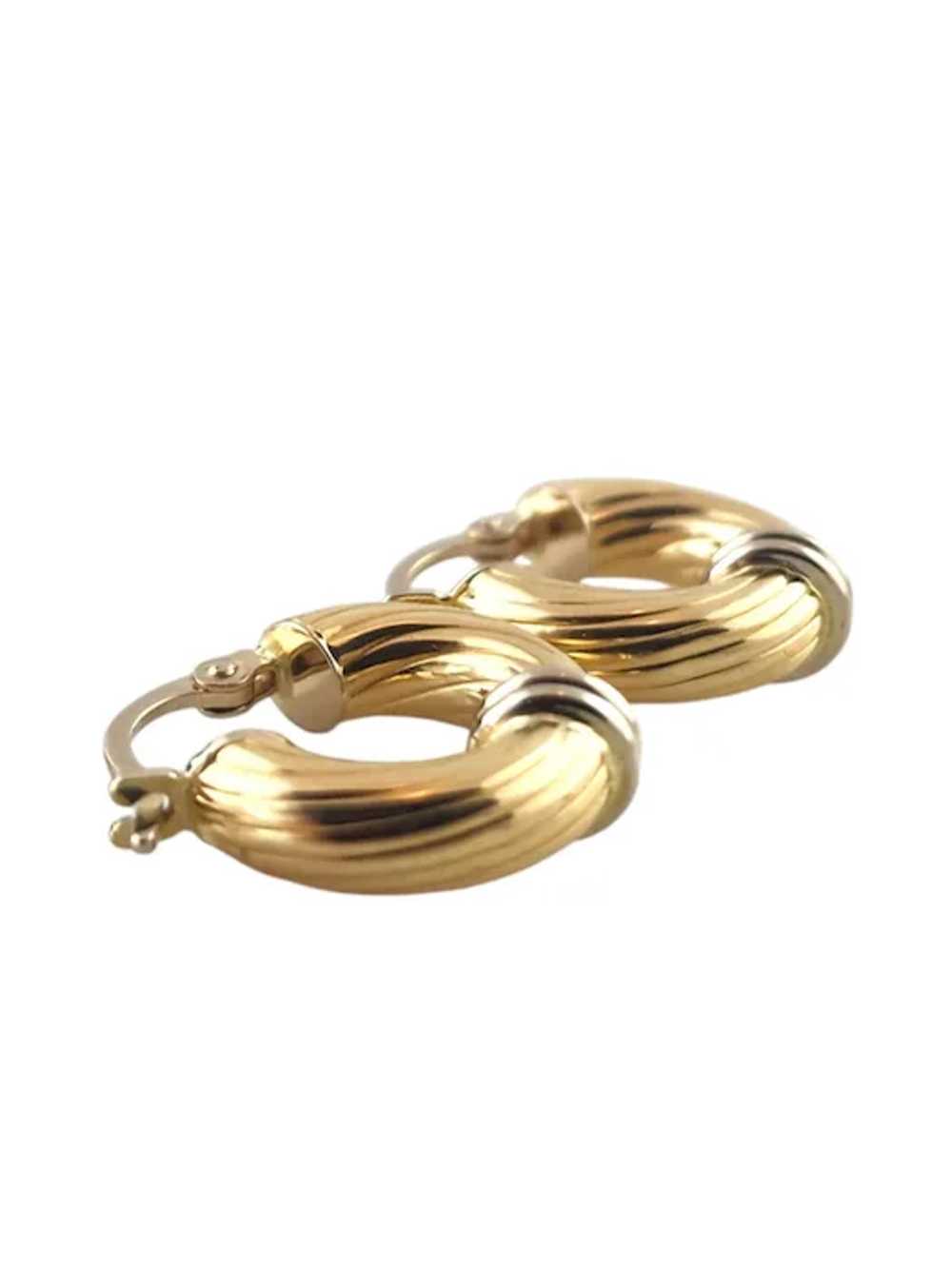 18 Karat Yellow and White Gold Small Hoop Earring… - image 7