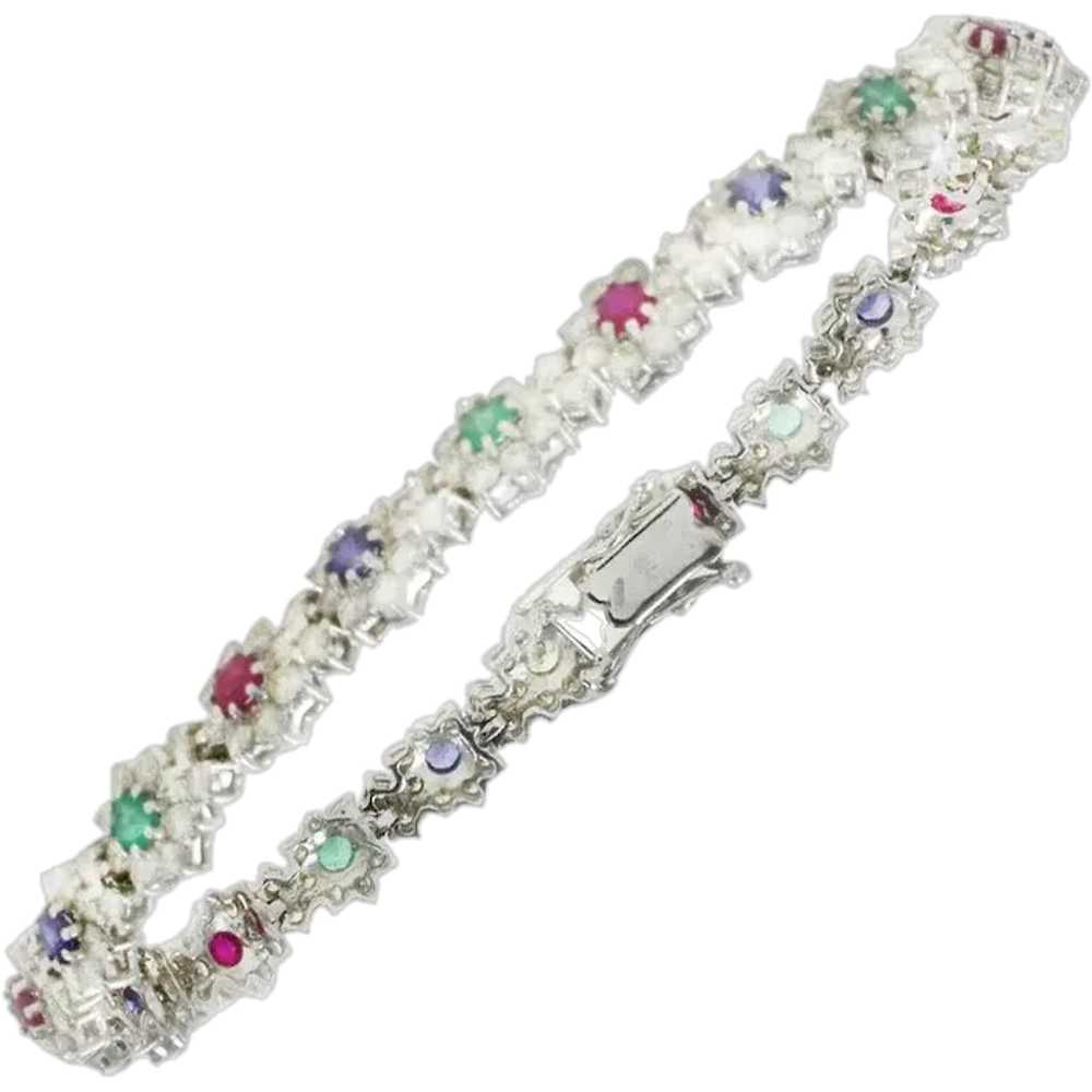 Rubies, Emeralds, Sapphires, Diamonds, 14 Kt Whit… - image 1