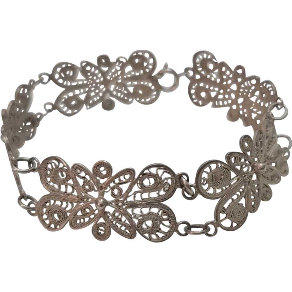 Silver filigree bracelet, unknown silver content - image 1