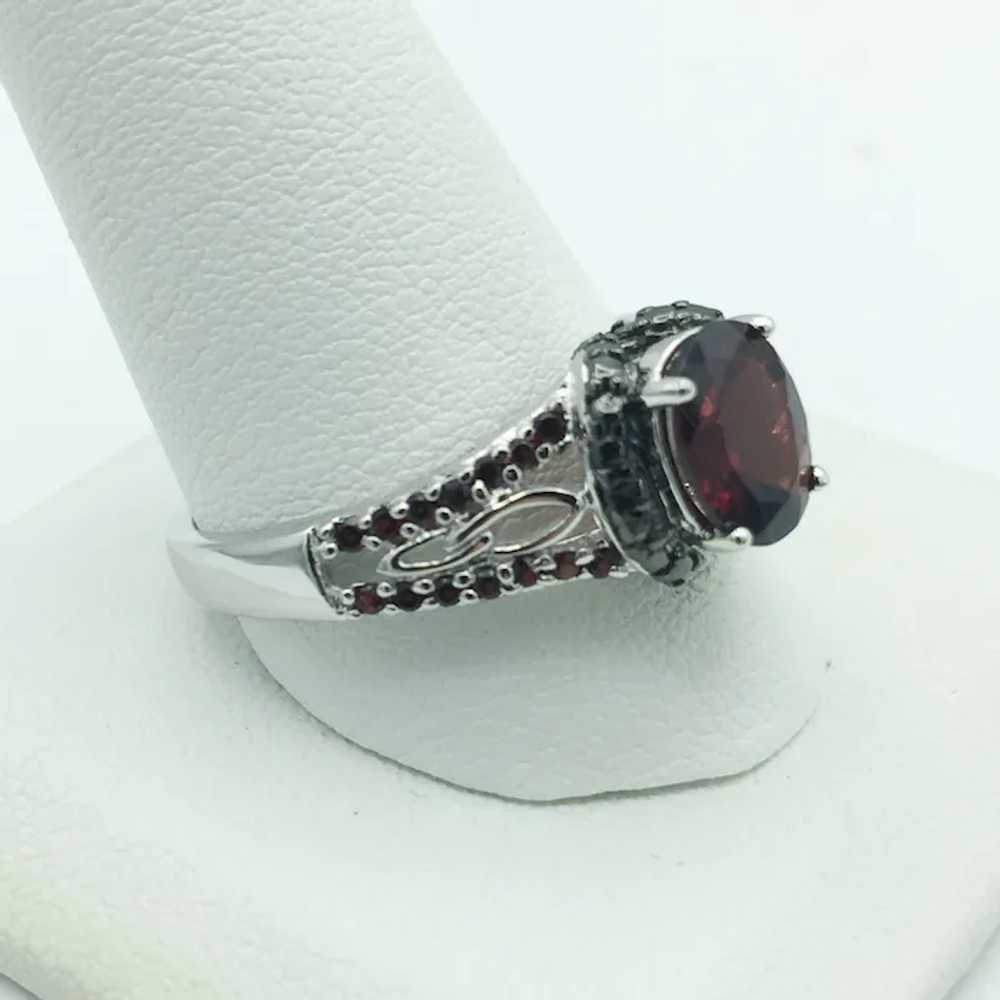 Sterling Silver .02ctw Garnet, Black Onyx and Dia… - image 3