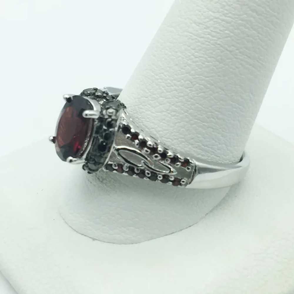 Sterling Silver .02ctw Garnet, Black Onyx and Dia… - image 4