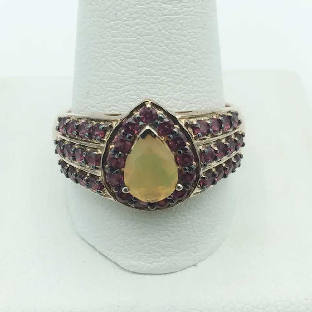 Sterling Silver Opal and Purple Garnet Ring - image 2