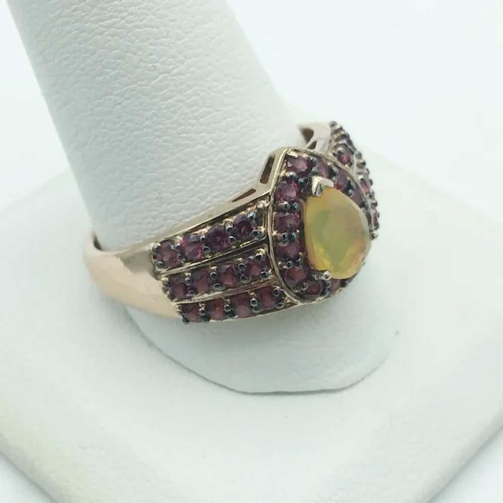 Sterling Silver Opal and Purple Garnet Ring - image 3