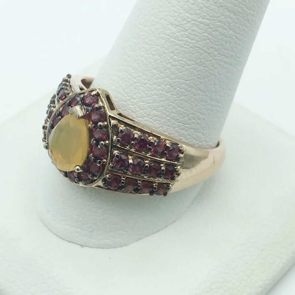 Sterling Silver Opal and Purple Garnet Ring - image 4