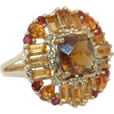 Vintage Estate Smokey Topaz Citrine Garnet Sunflo… - image 1