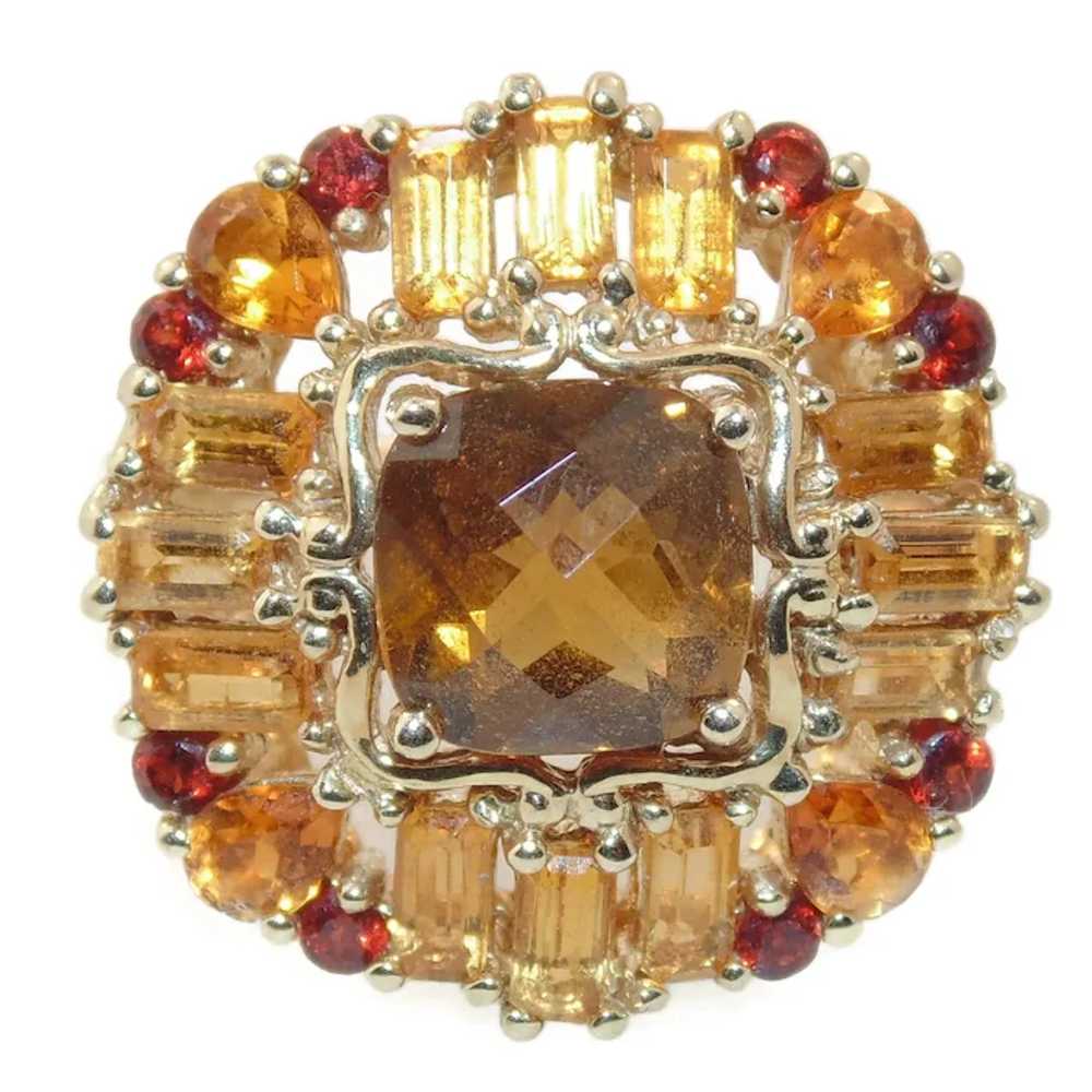 Vintage Estate Smokey Topaz Citrine Garnet Sunflo… - image 2