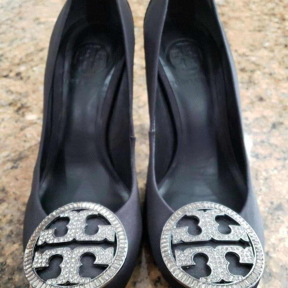 Tory Burch Black Satin Closed Toe Heels Pumps Sti… - image 2