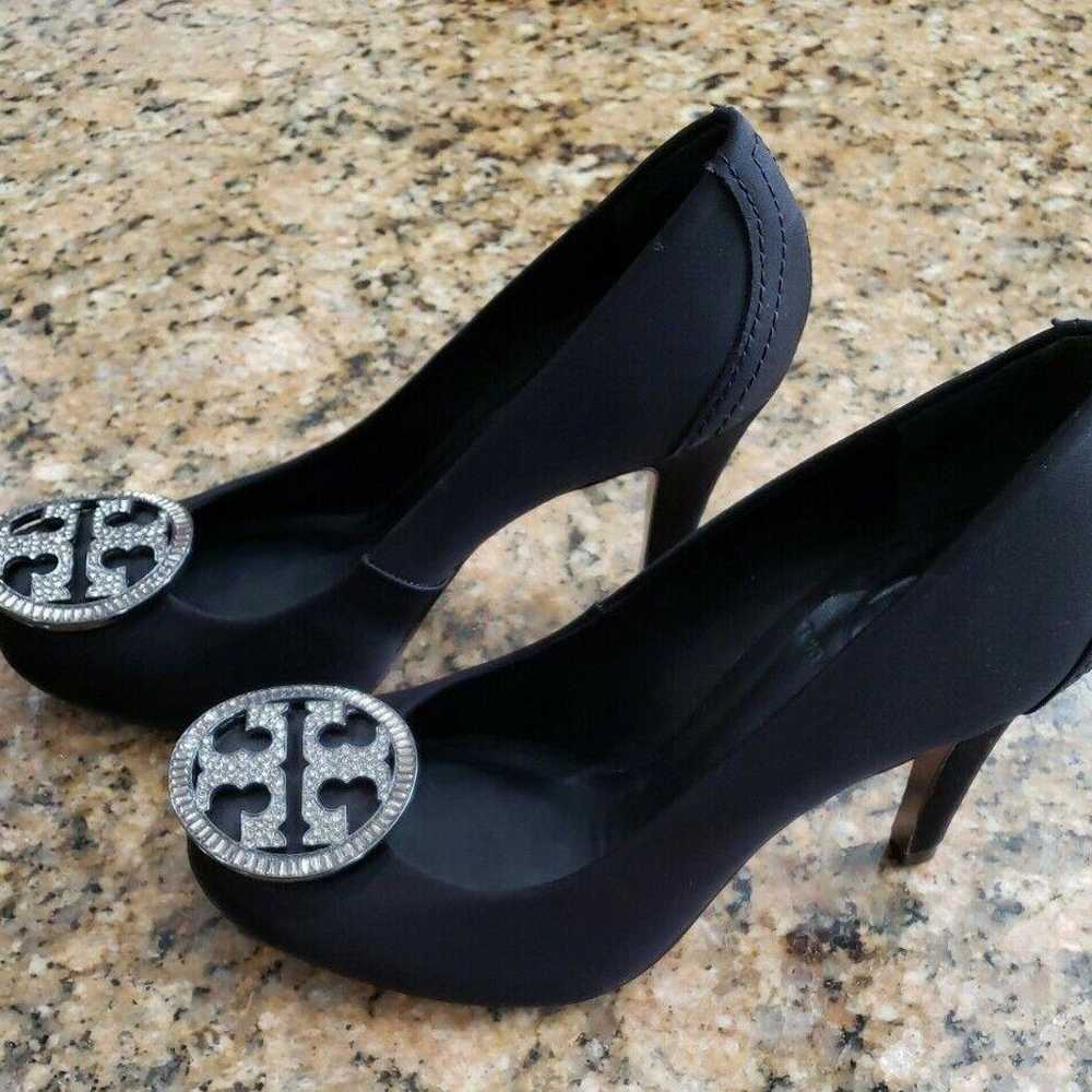 Tory Burch Black Satin Closed Toe Heels Pumps Sti… - image 3