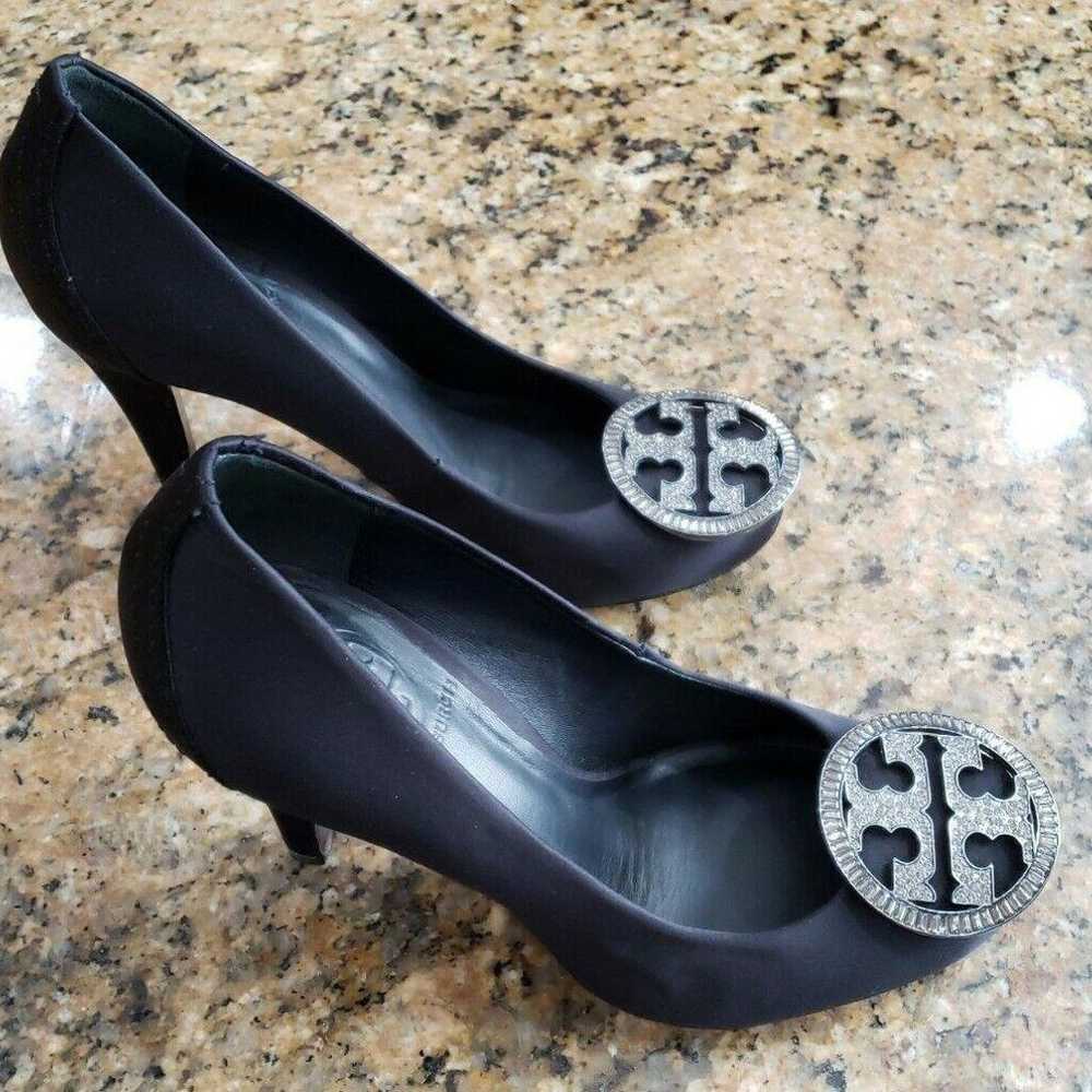 Tory Burch Black Satin Closed Toe Heels Pumps Sti… - image 6