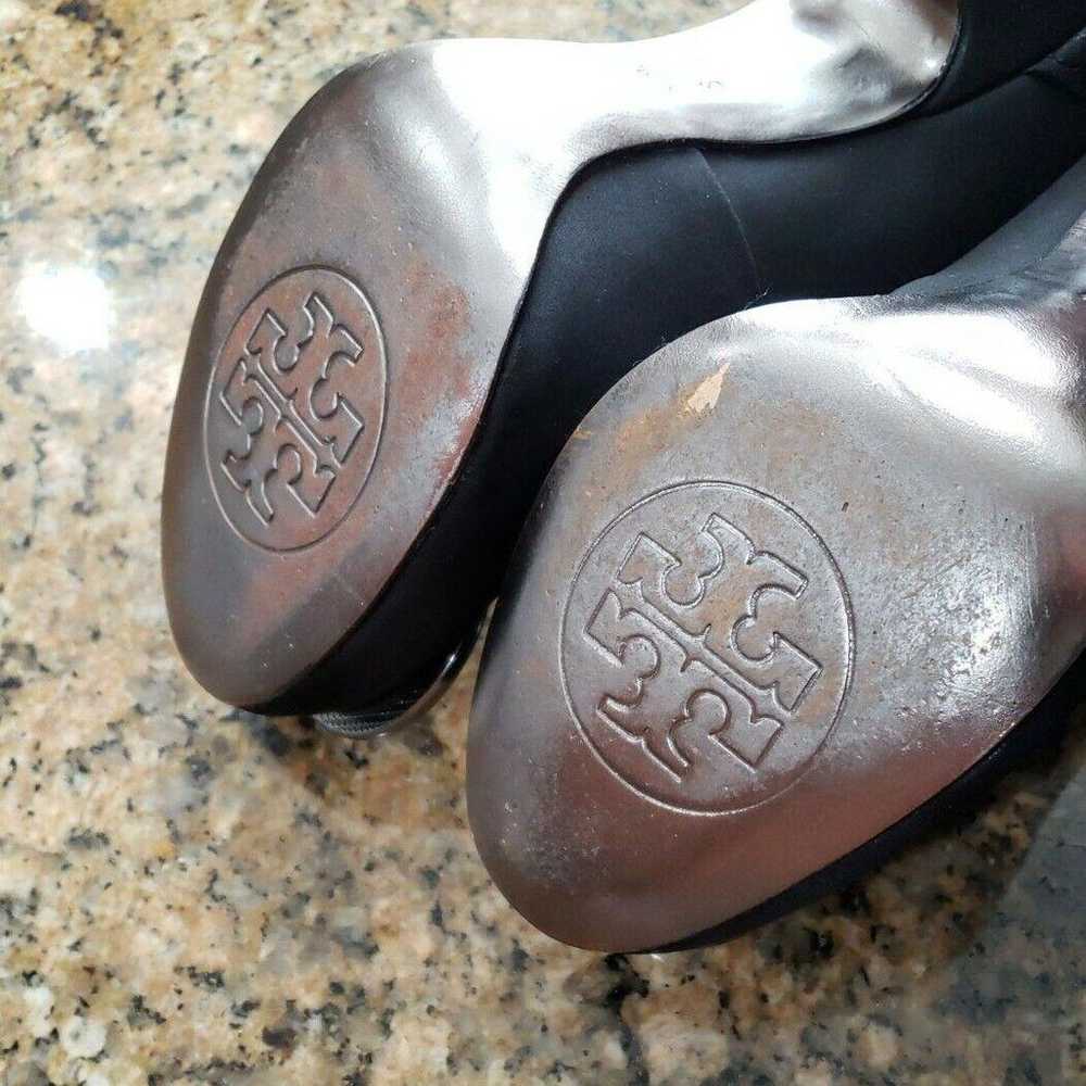 Tory Burch Black Satin Closed Toe Heels Pumps Sti… - image 9