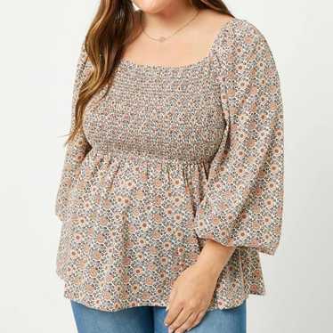 Hayden Los Angeles l Puff Sleeve Floral Smocked Pe