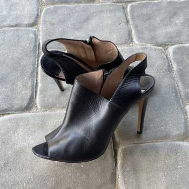 Miu Miu black leather peep toe sling back pumps - image 1