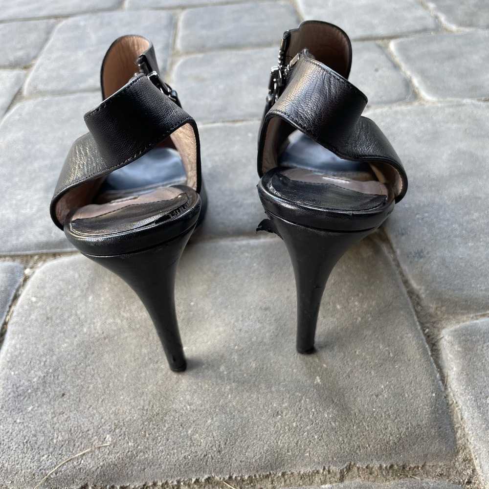 Miu Miu black leather peep toe sling back pumps - image 3