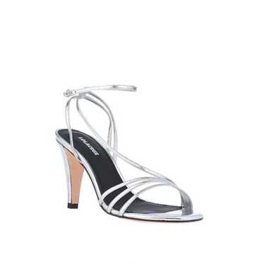 Lola Cruz Strappy Kitten Silver Metallic Heeled Sa