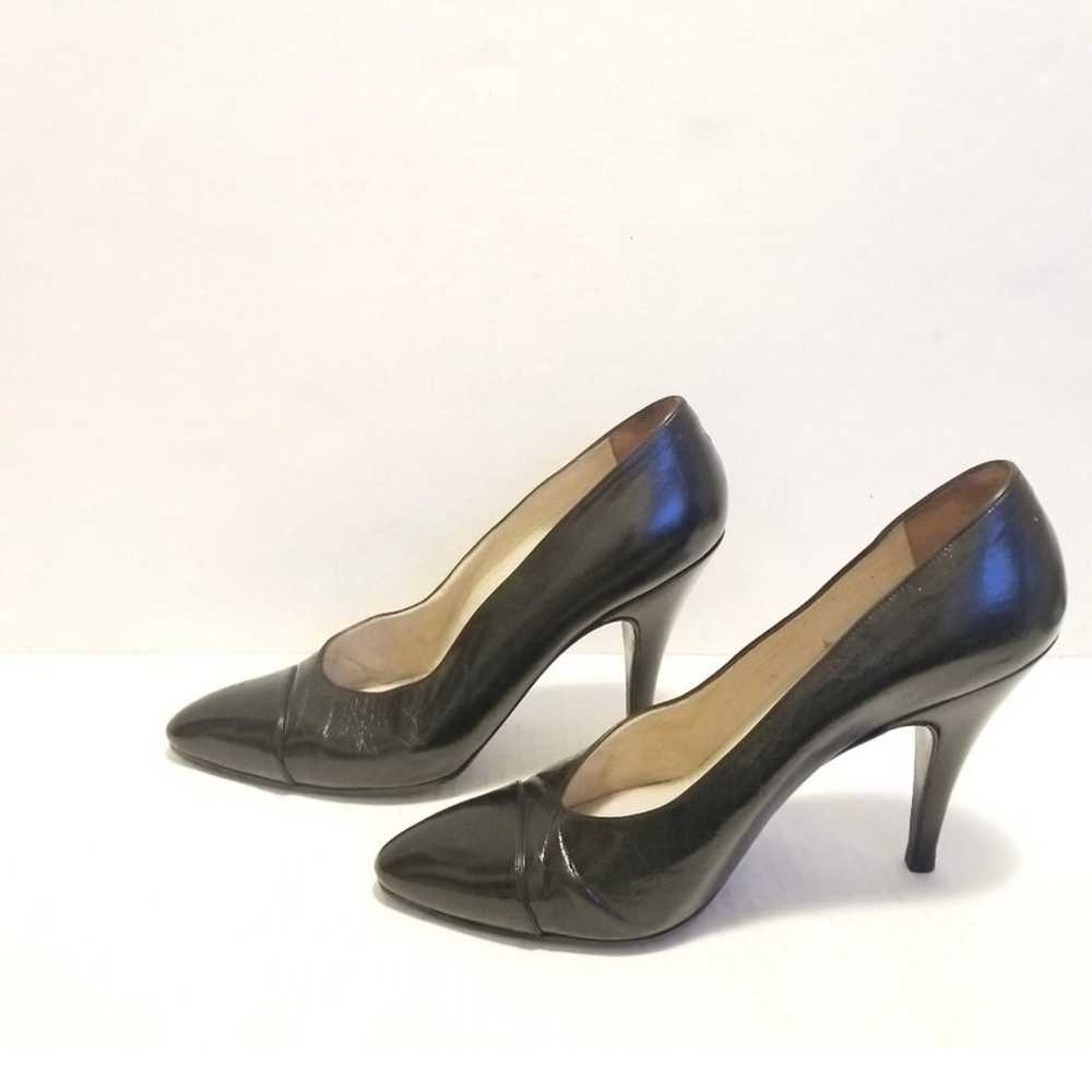 CHANEL black leather high heels pumps - image 3