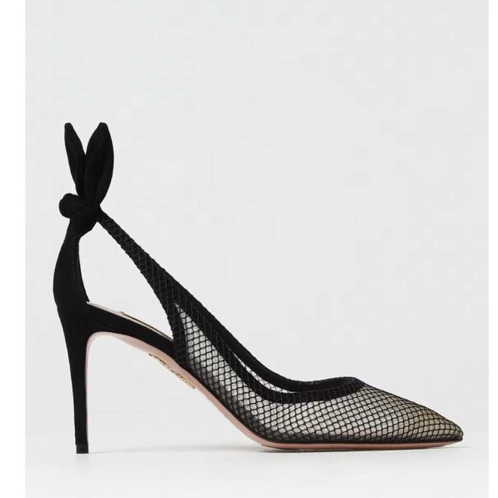 AQUAZZURA Bow Tie Pointed-Toe Mesh Pump, Sz 36 - image 3