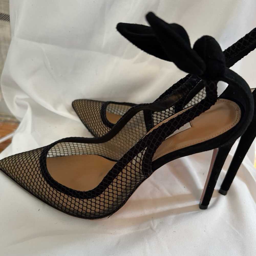 AQUAZZURA Bow Tie Pointed-Toe Mesh Pump, Sz 36 - image 7