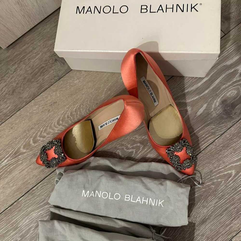 MANOLO BLAHNIK Orange Pumps with Rhinestones - image 1