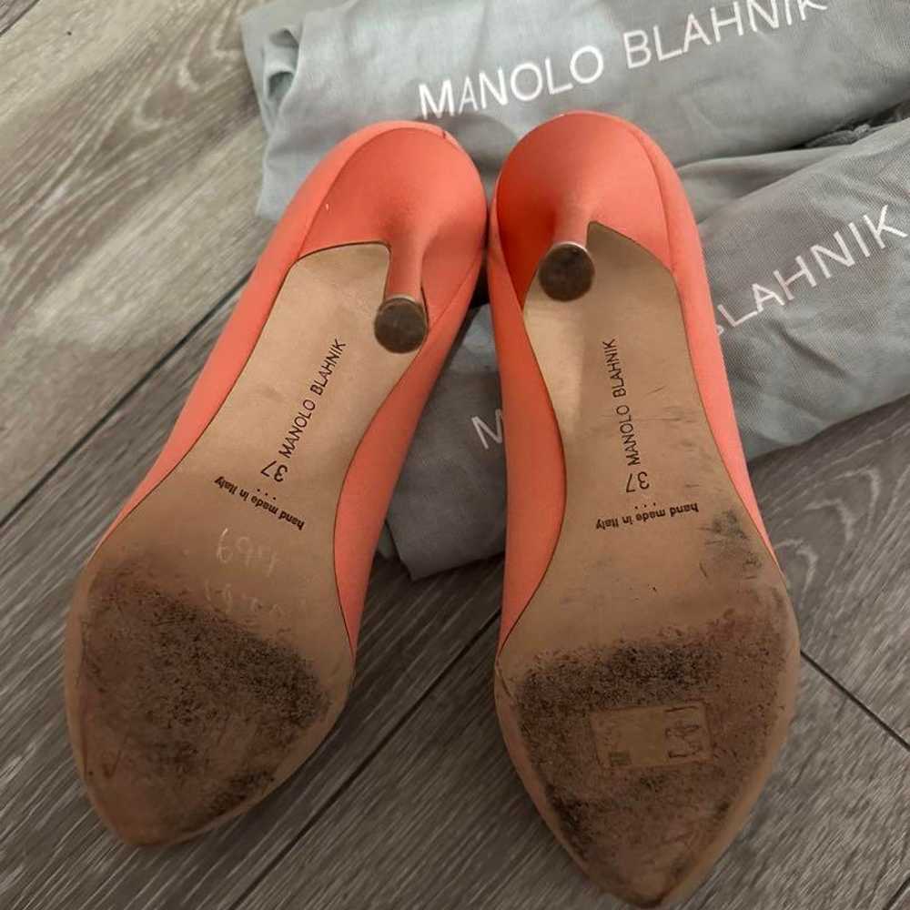 MANOLO BLAHNIK Orange Pumps with Rhinestones - image 4