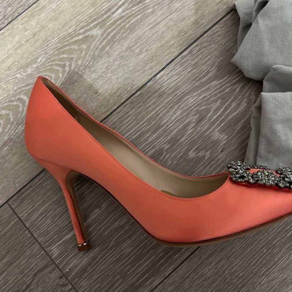 MANOLO BLAHNIK Orange Pumps with Rhinestones - image 5