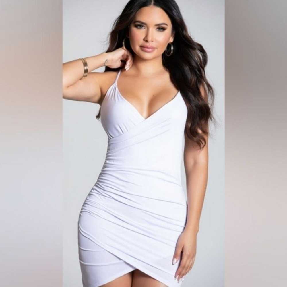 NEW Roma Sexy White Wrapped Mini Bodycon Dress Si… - image 5