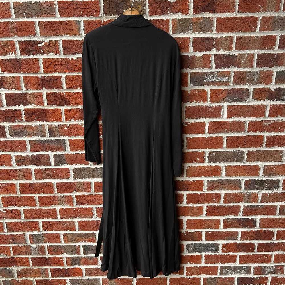 Vintage Tuxedo Lapel Long Black Wrap Dress Size 10 - image 2