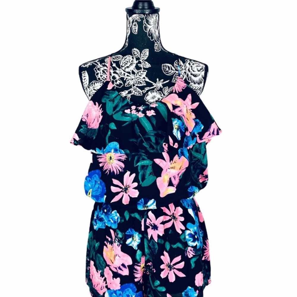 Mine black neon floral ruffle romper size large - image 12