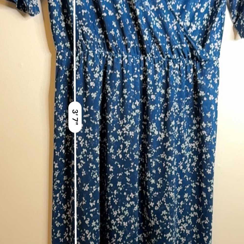 41 Hawthorn Blue Floral Faux Wrap Short Sleeve Dr… - image 9