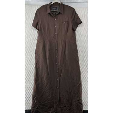 Positive Attitude Linen Blend Dress 16 Brown Strai