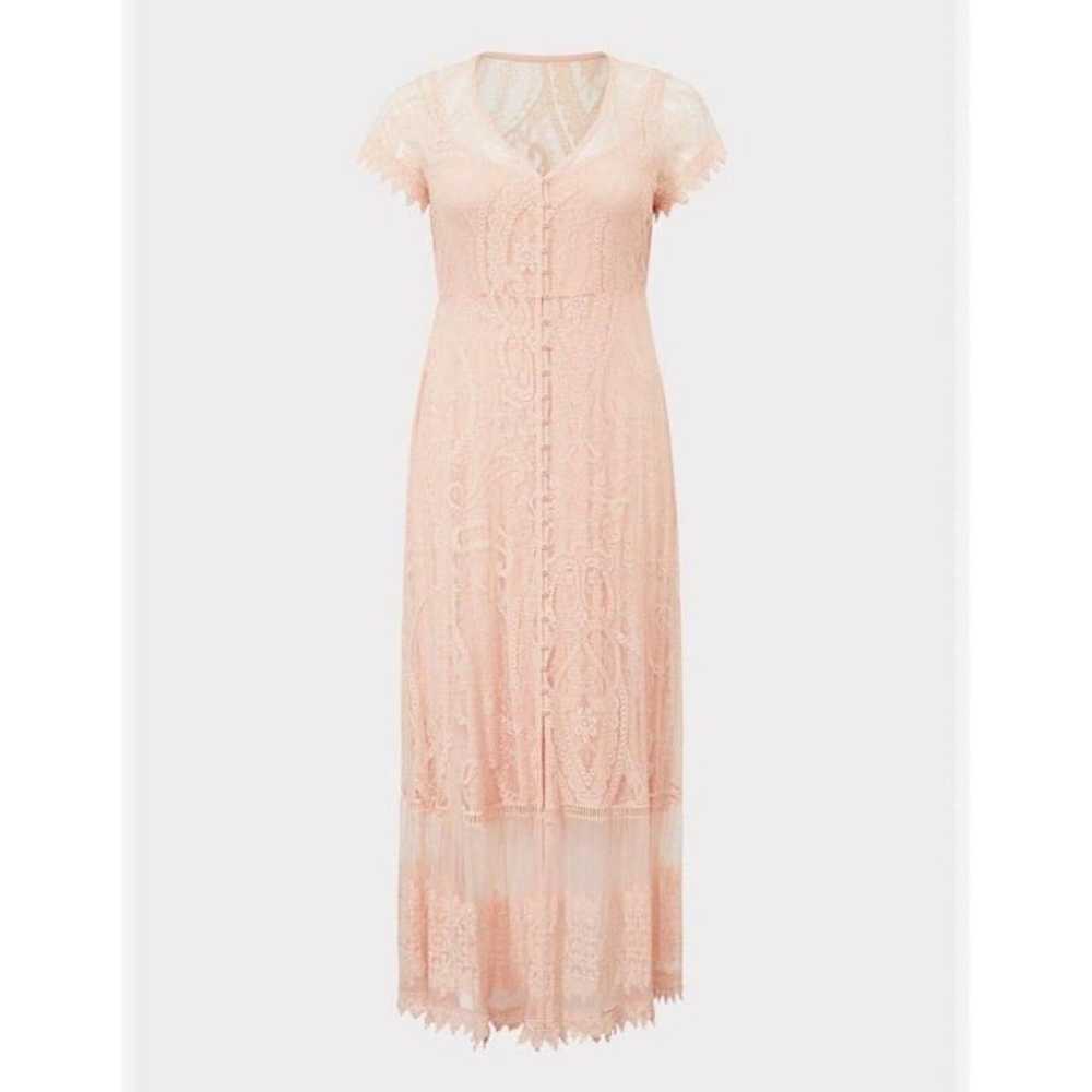 Torrid Pink Peach Lace Button Front Maxi Dress - image 3