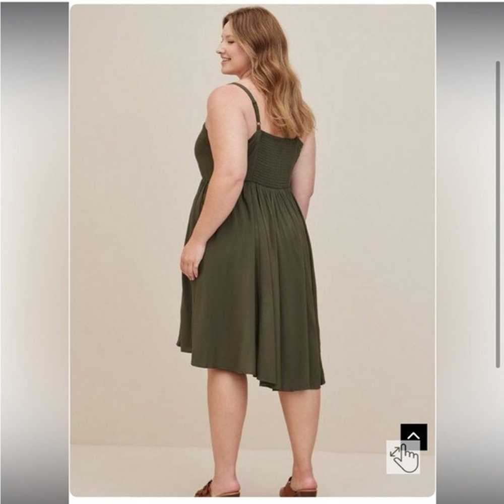 Torrid Challis Dress Strappy Midi High Low Olive … - image 6