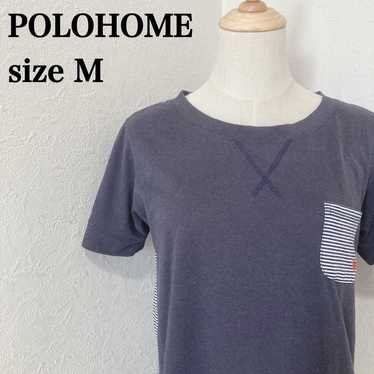 Polo homie navy x stripe border t-shirt with side… - image 1