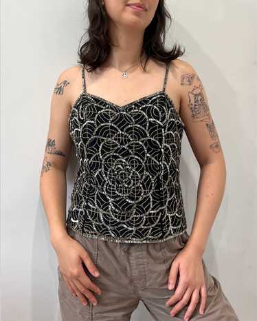 90's Silk Beaded Bustier Top