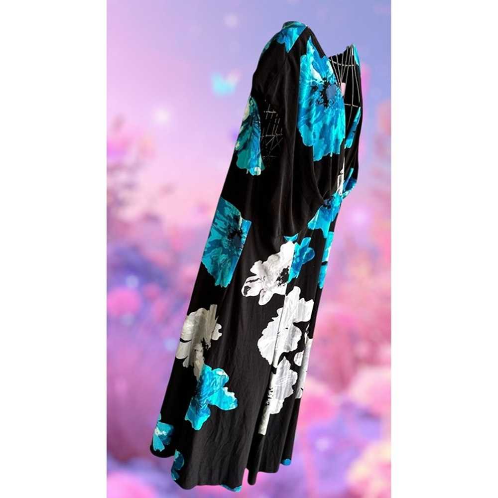 VTG Jones Studio Woman Blue Floral Dress 20W Blac… - image 9