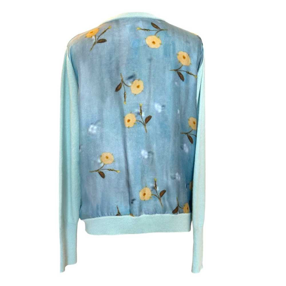 N. Peal Floral Back Blue Cardigan - 14 - image 3