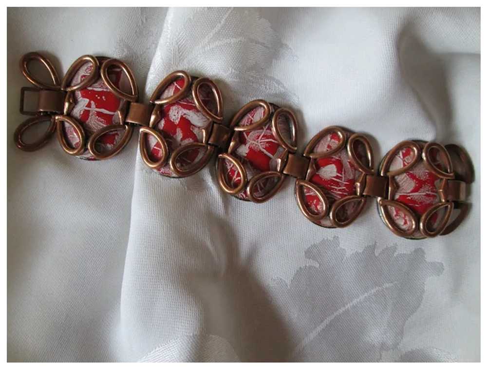 Matisse "Guinevere" Red Enamel Clasp Bracelet and… - image 3