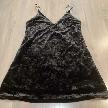 Kendall & Kylie Black Crushed Velvety Sundress - … - image 1