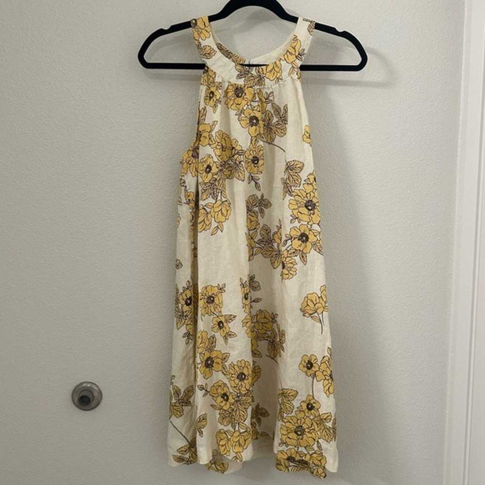 Cynthia Rowley 100% Linen yellow flower dress siz… - image 3