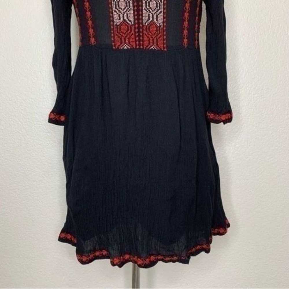 Forever 21 Boho Embroidered Black Red Mini Dress - image 3