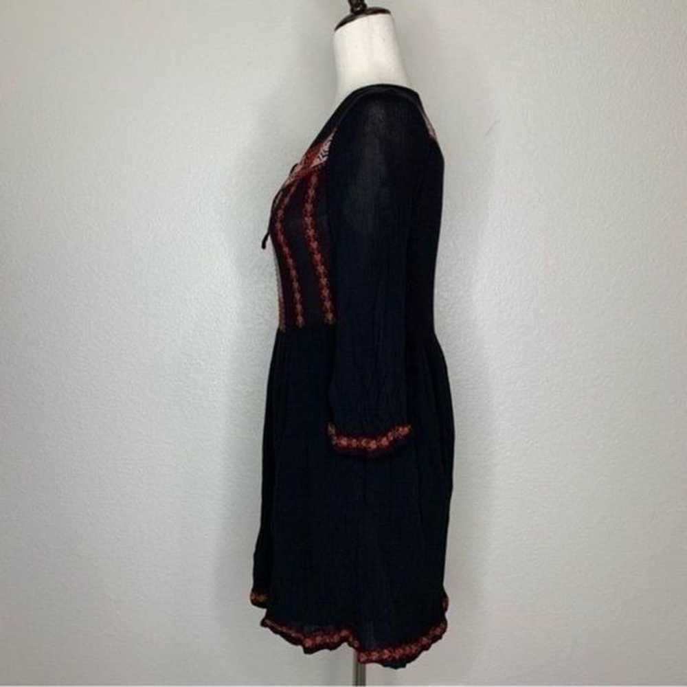 Forever 21 Boho Embroidered Black Red Mini Dress - image 5