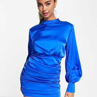 Blue Satin Mini Dress