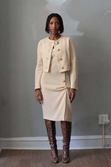 Versace Cream Wool Dress Set