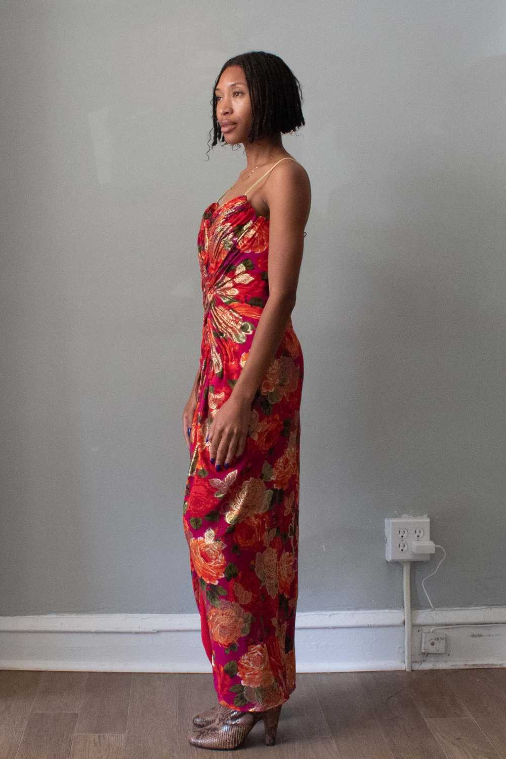 Arnold Scassi Red Floral Dress - image 3