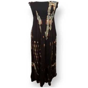 OLIVIA BLACK & GREEN TIE-DYE STRAPLESS MAXI DRESS… - image 1