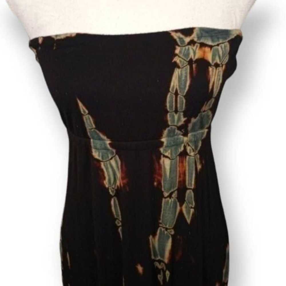 OLIVIA BLACK & GREEN TIE-DYE STRAPLESS MAXI DRESS… - image 2