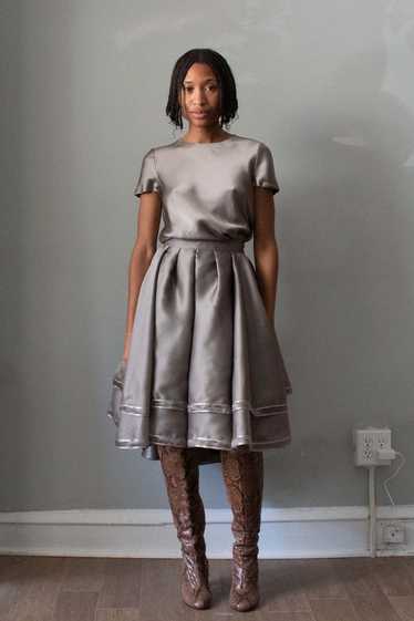 Dennis Basso Couture Grey Silk Skirt Set