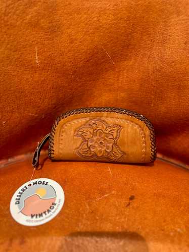 Hand Tooled Leather Coin Purse Wallet - 1960's