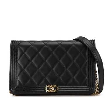 Product Details Chanel Black Lambskin Boy Wallet … - image 1